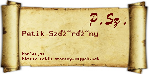 Petik Szörény névjegykártya